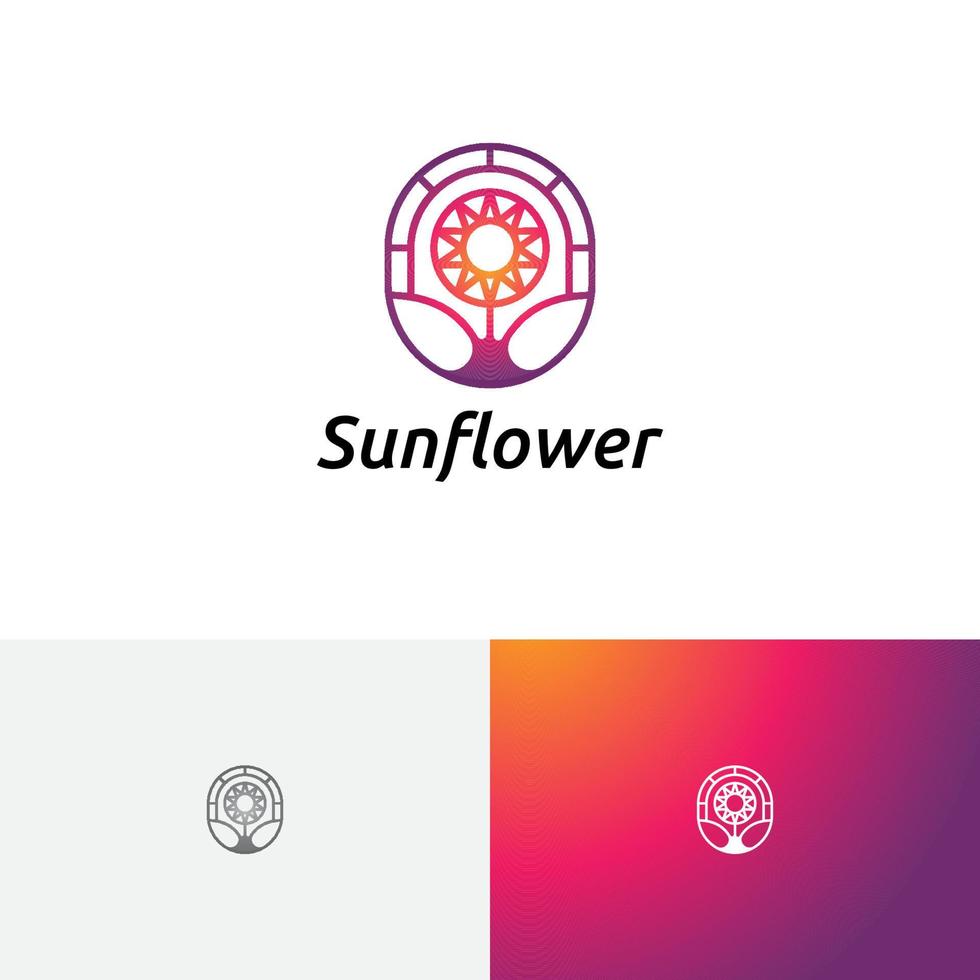 Fenster-Sonnenblumen-Sonnenblumen-Blumenflorist-Logo-Vorlage vektor