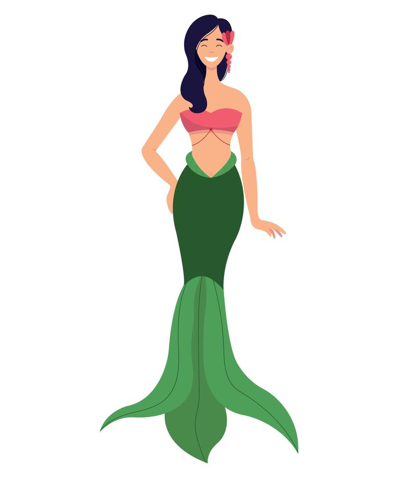 Cartoon-Meerjungfrau mit langem Schwanz. Halloween-Kostüm für Mädchen. Märchenfigur. vektor
