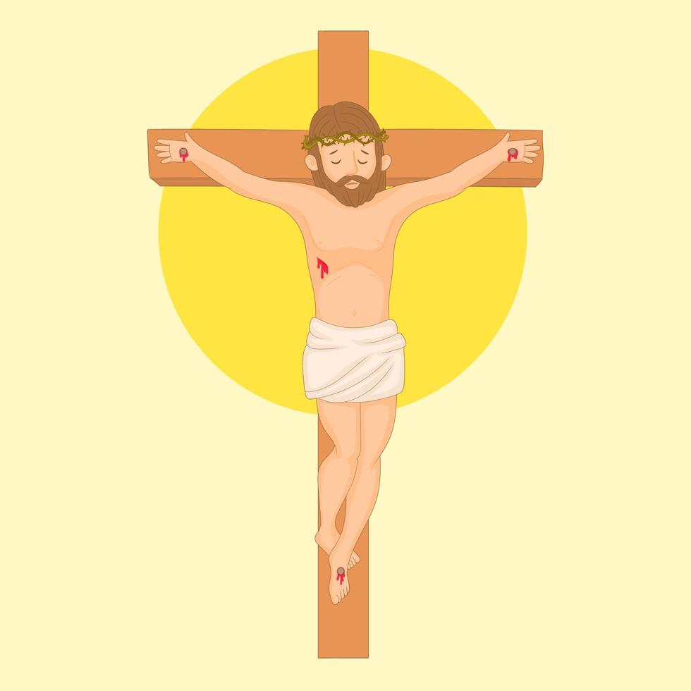 kreuz mit gekreuzigtem jesus christus für ostern oder karfreitag vektor