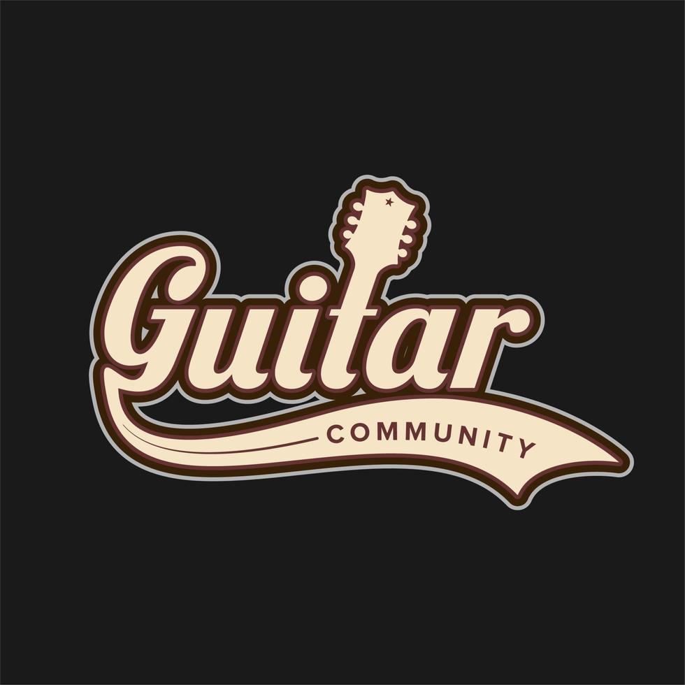 enkel minimalistisk design för gitarrgemenskapens logotyp vektor