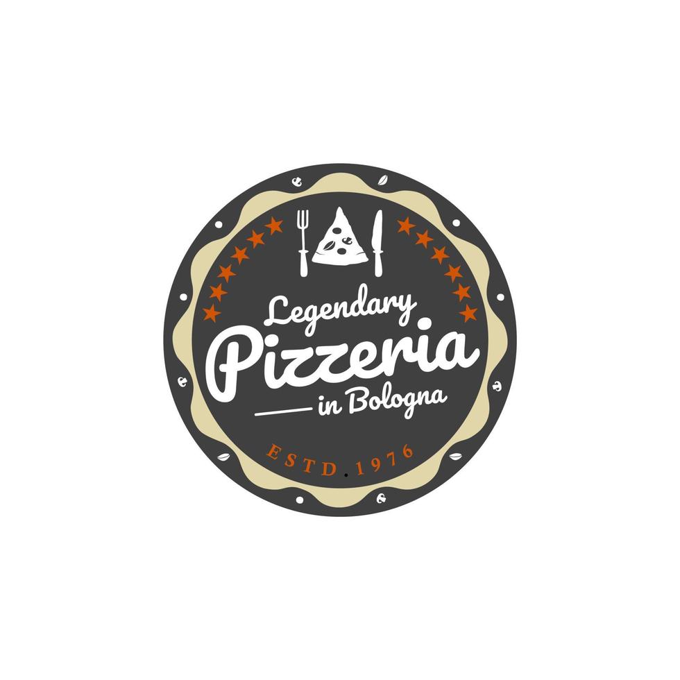 vintage retro pizza pizzeria restaurang etikett emblem logotyp design vektor