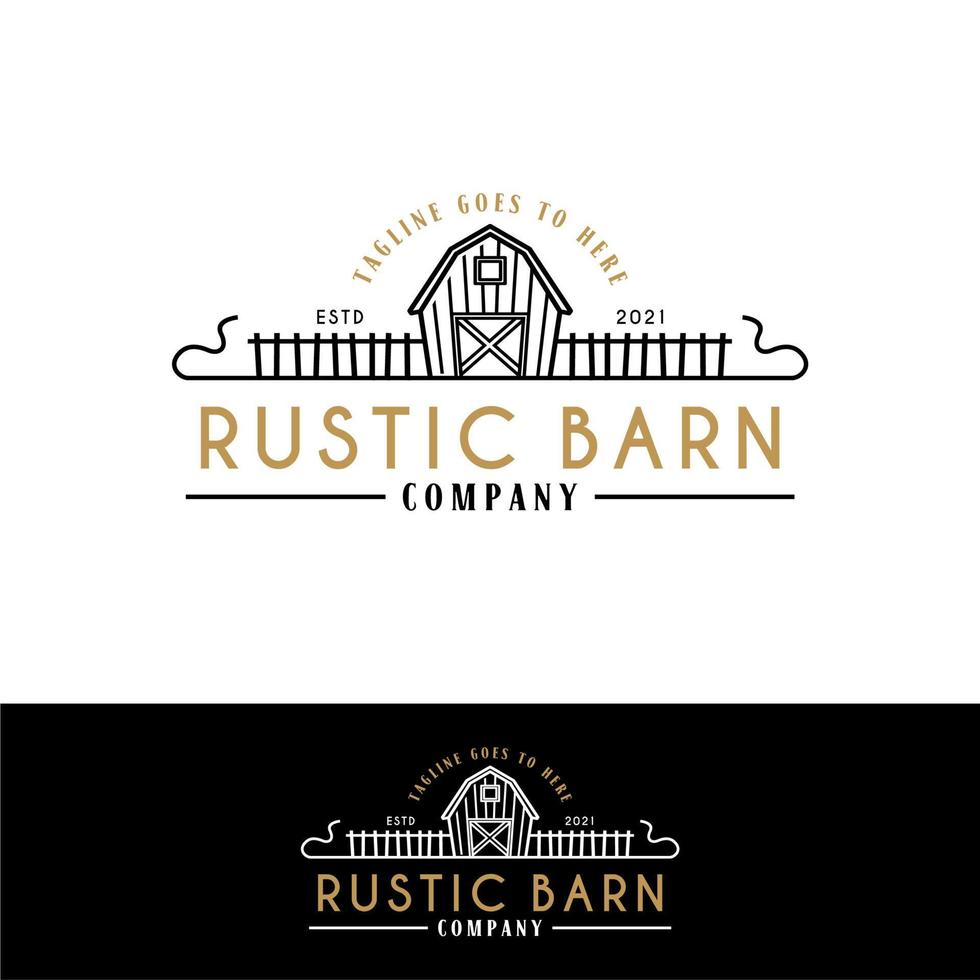 Bauernscheune-Logo mit Zaun für Farm- oder Ranch-Logo vektor