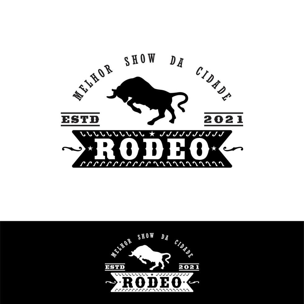 vintage logotyp bull buffalo angus cow framfart för mexikansk stil rodeo stämpel logotypdesign vektor