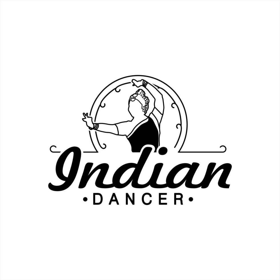 indisches tänzerlogo in indischer traditioneller kleidung vektor