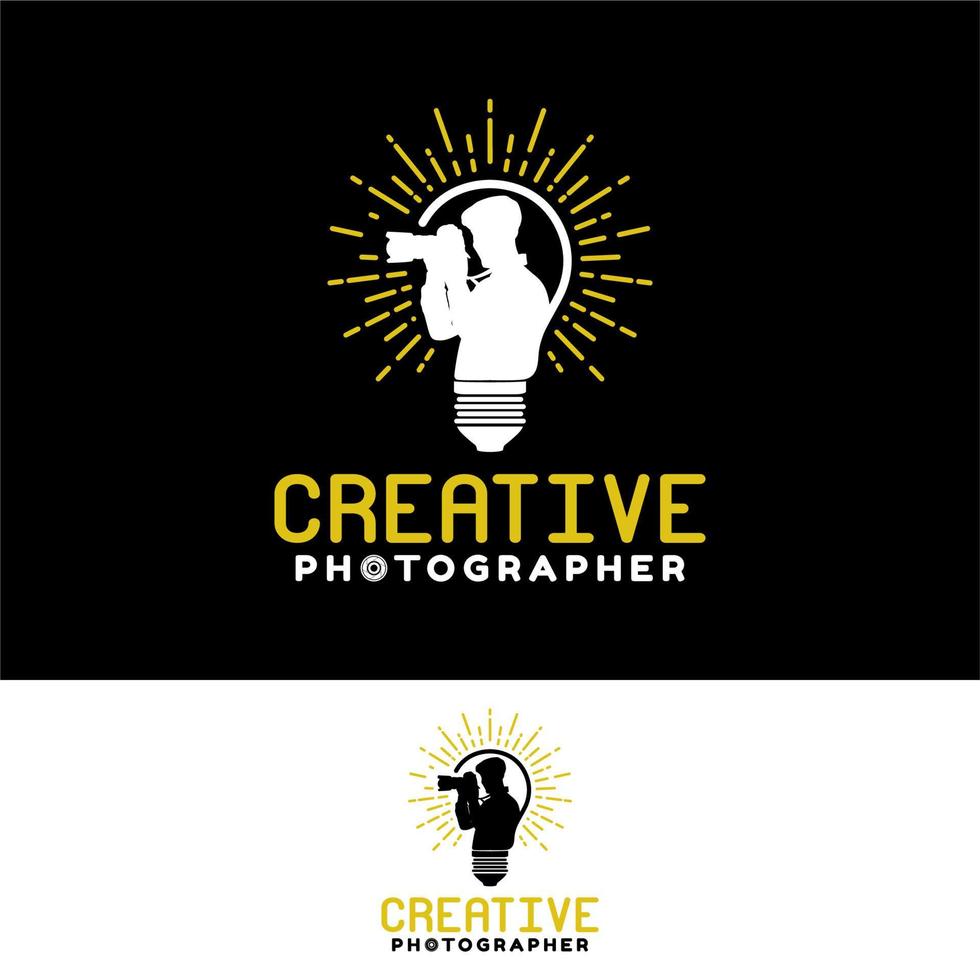 kreativ glödlampa fotograf journalist kameraman foto produktion logotyp design vektor