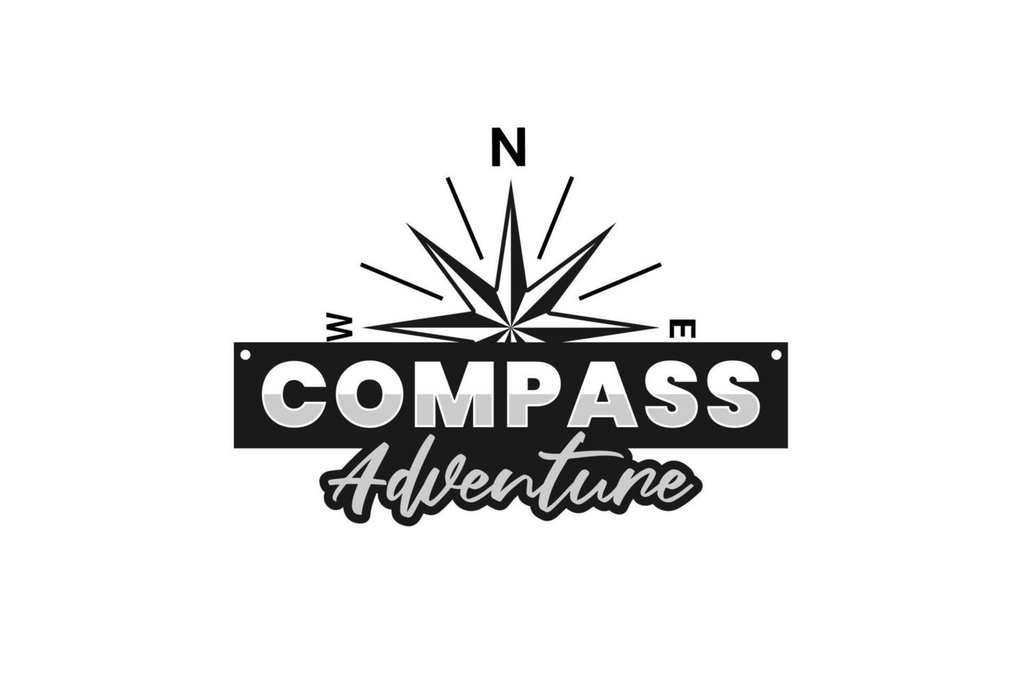 Kompass-Logo und Kompass-Typografie-Design für die Hipster-Abenteuer-Community vektor