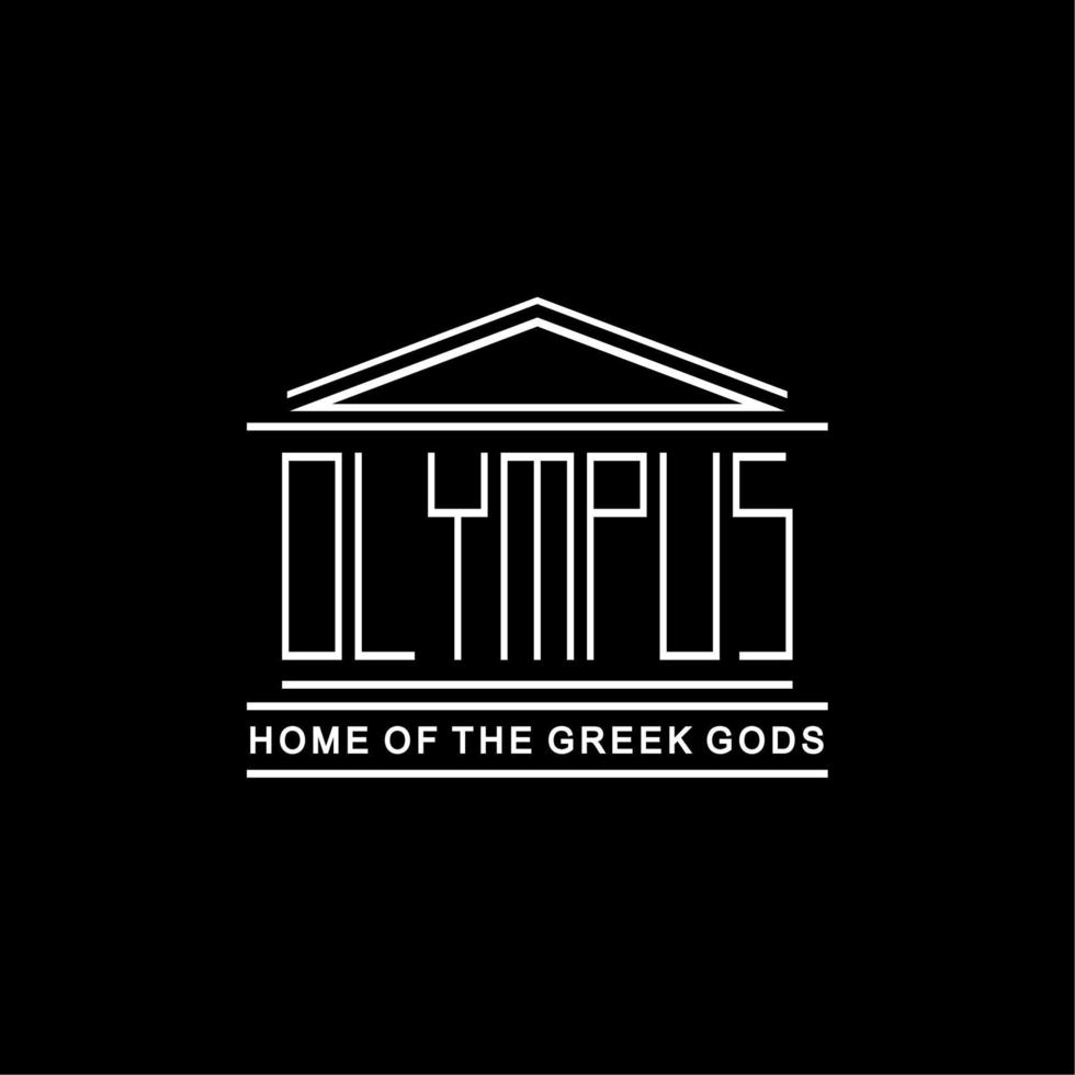 olympus-typografie mit säulensäule griechisches rom historisches gebäude logo design vektor