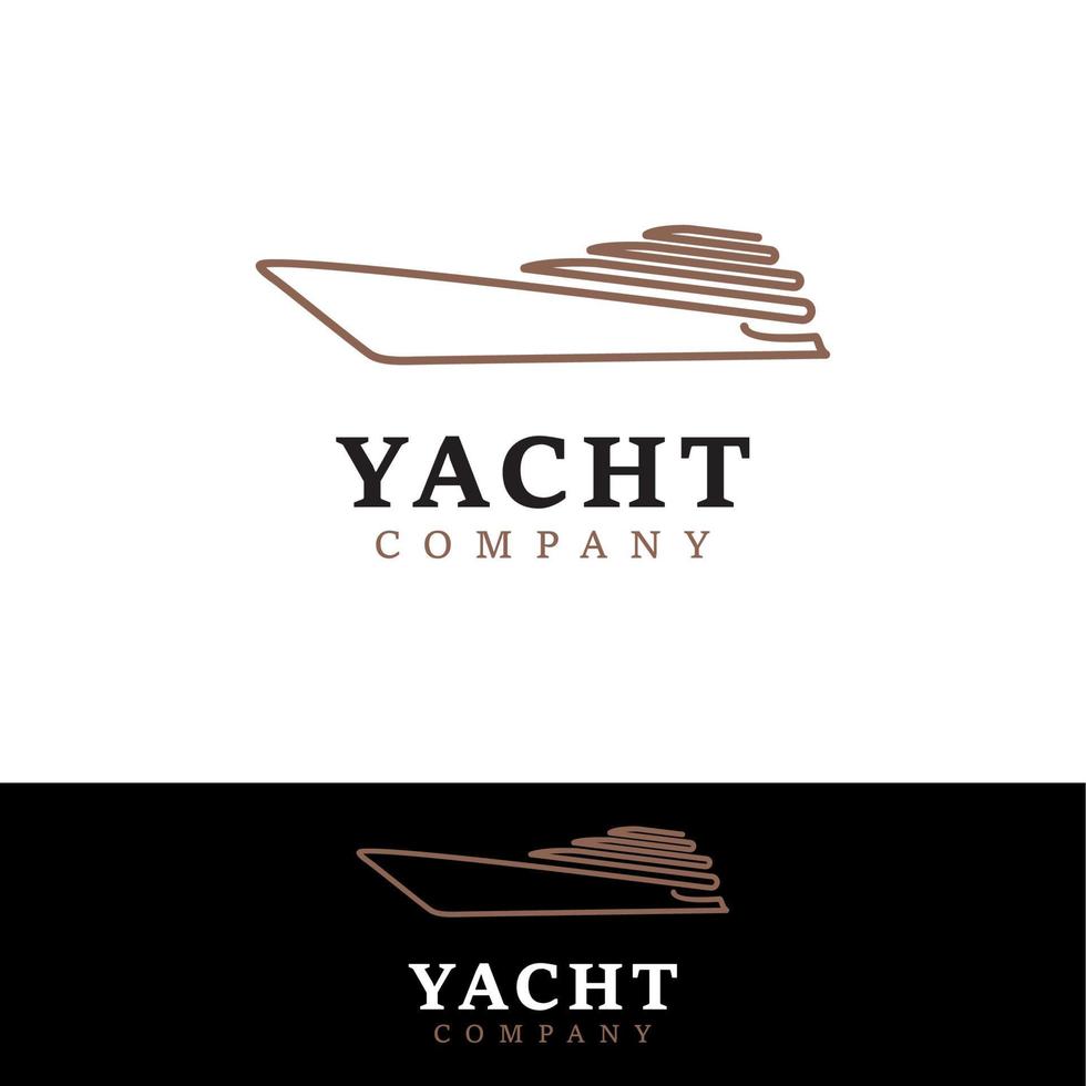 yacht kreuzfahrtschiff für ozeanurlaub logo design inspiration mit minimalistischem line art style vektor