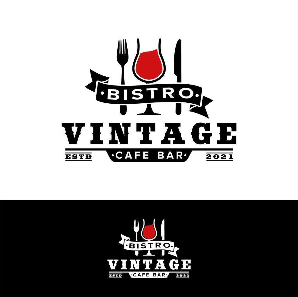 vintage restaurant weinglas messer gabel logo inspiration vektor