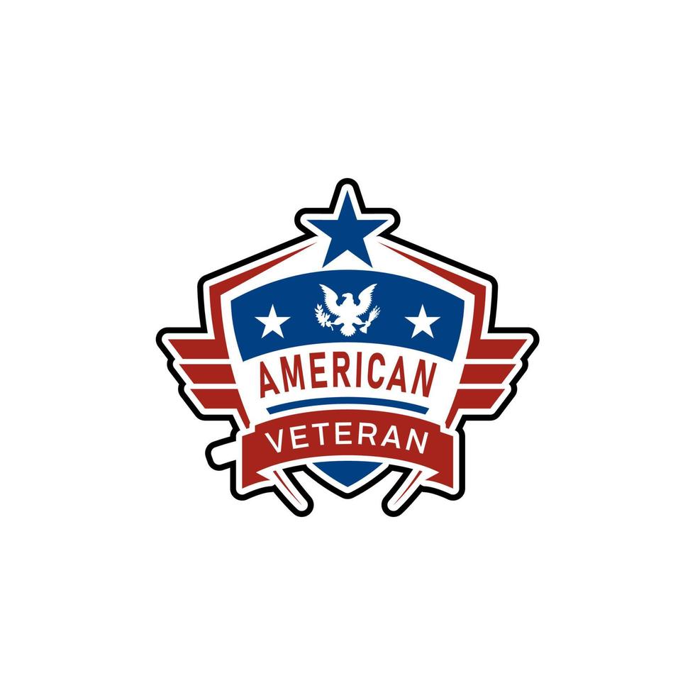 amerikanische flagge emblem flügel logo design vektor