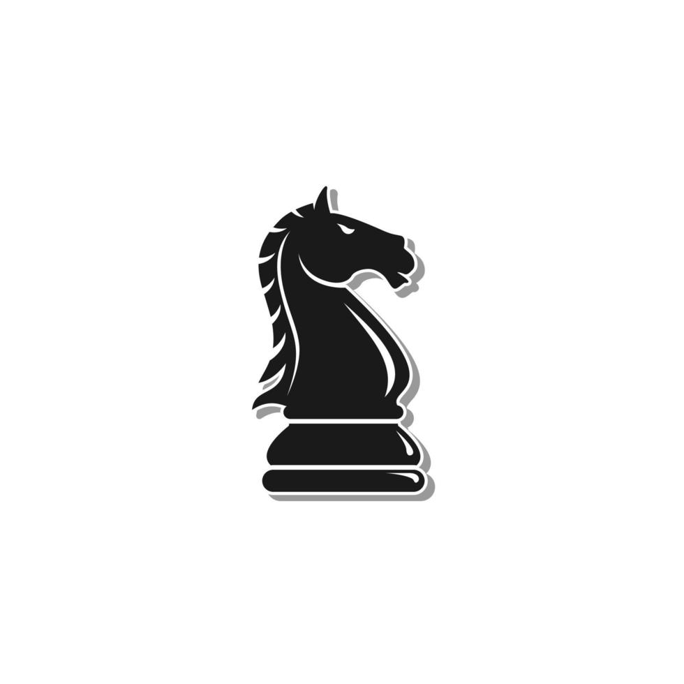 pferde ritter schach schwarz illustration logo design vektor