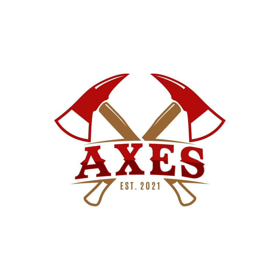 Axt-Logo, Logo-Design mit gekreuzten Holzäxten vektor