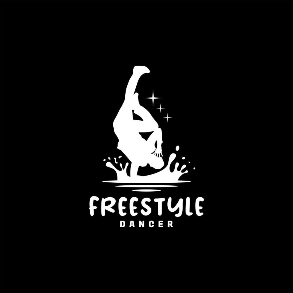 Freestyle-Breakdance-Logo mit Inspirationsbeschreibung für Wasserspritzer-Design vektor