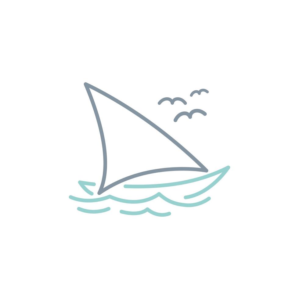 einfaches segelboot dau schiff linie kunst logo design vektor