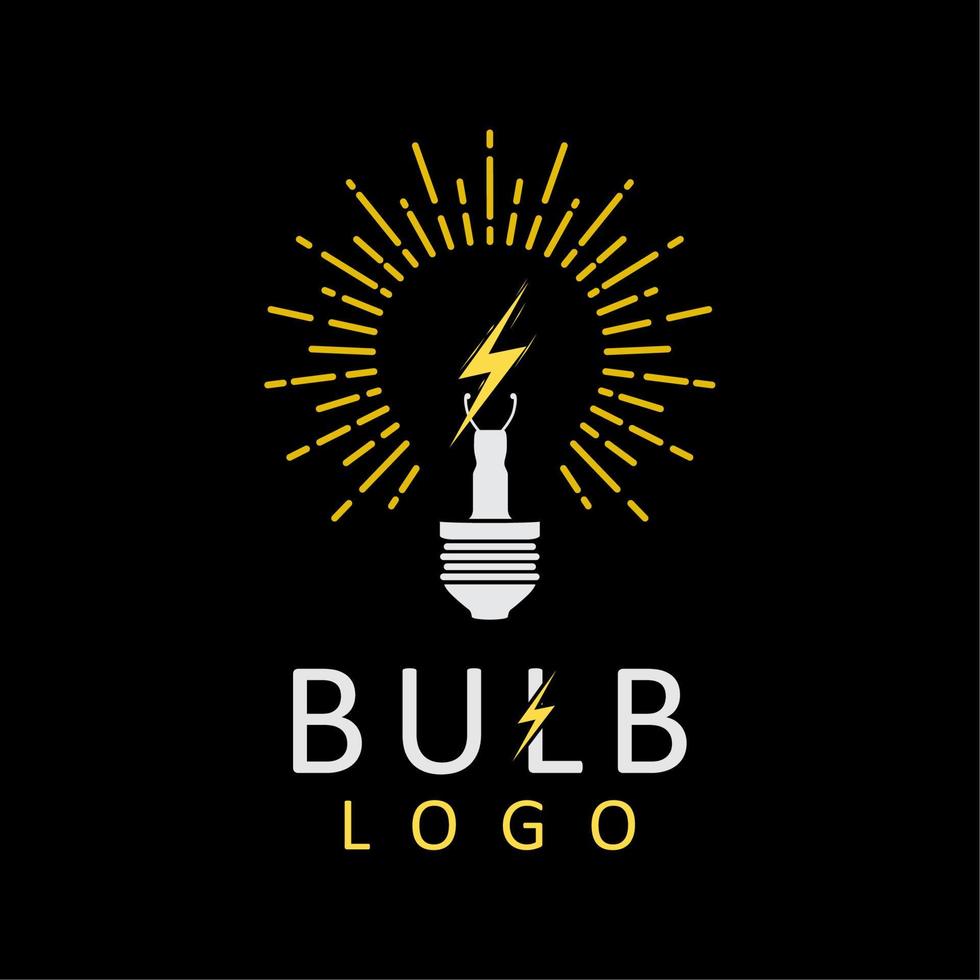 självlysande glödlampa logotyp med elektrisk ikon innovation idé design inspiration vektor