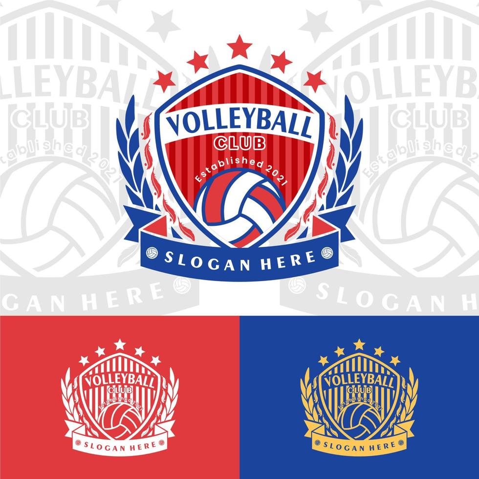 volleybolllagslogotypmärke, amerikansk sportlogotyp vektor