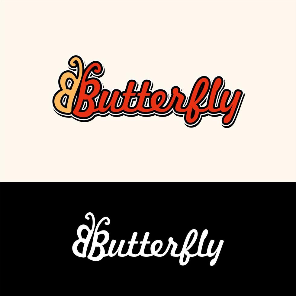 fjäril bokstaven b ordmärke typografi logotyp design vektor