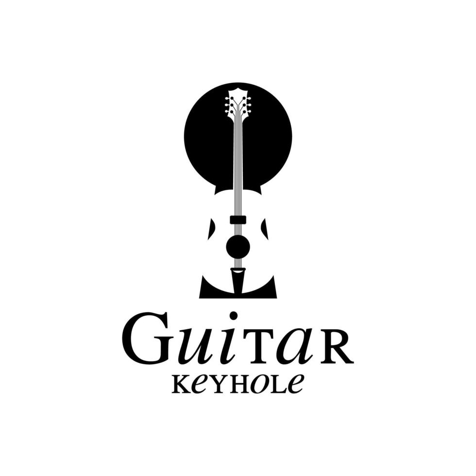 Violine, Viola-Gitarre mit Schlüsselloch-Logo-Design-Inspiration vektor