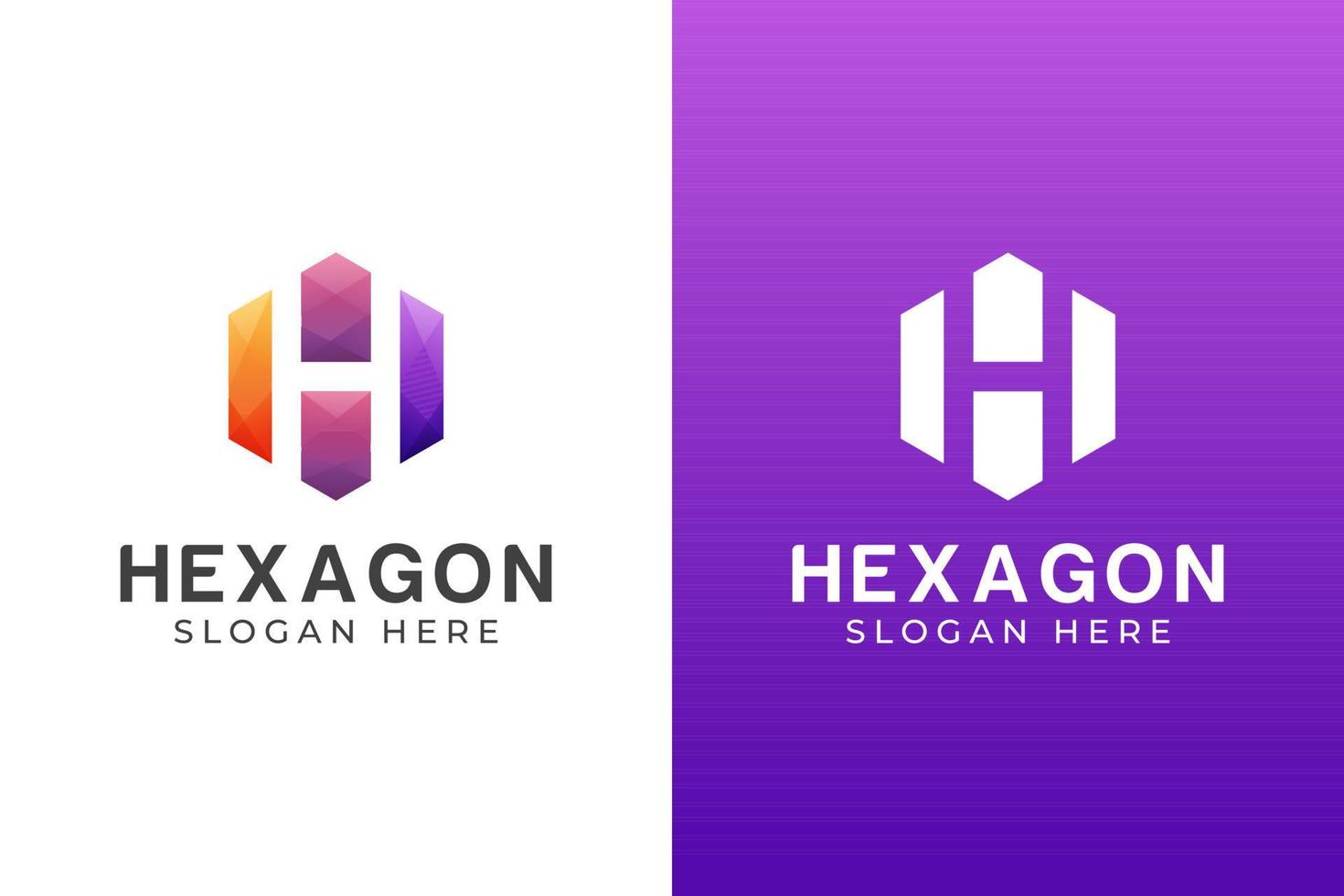 modern färg bokstaven h med hexagon logotyp design två versioner vektor