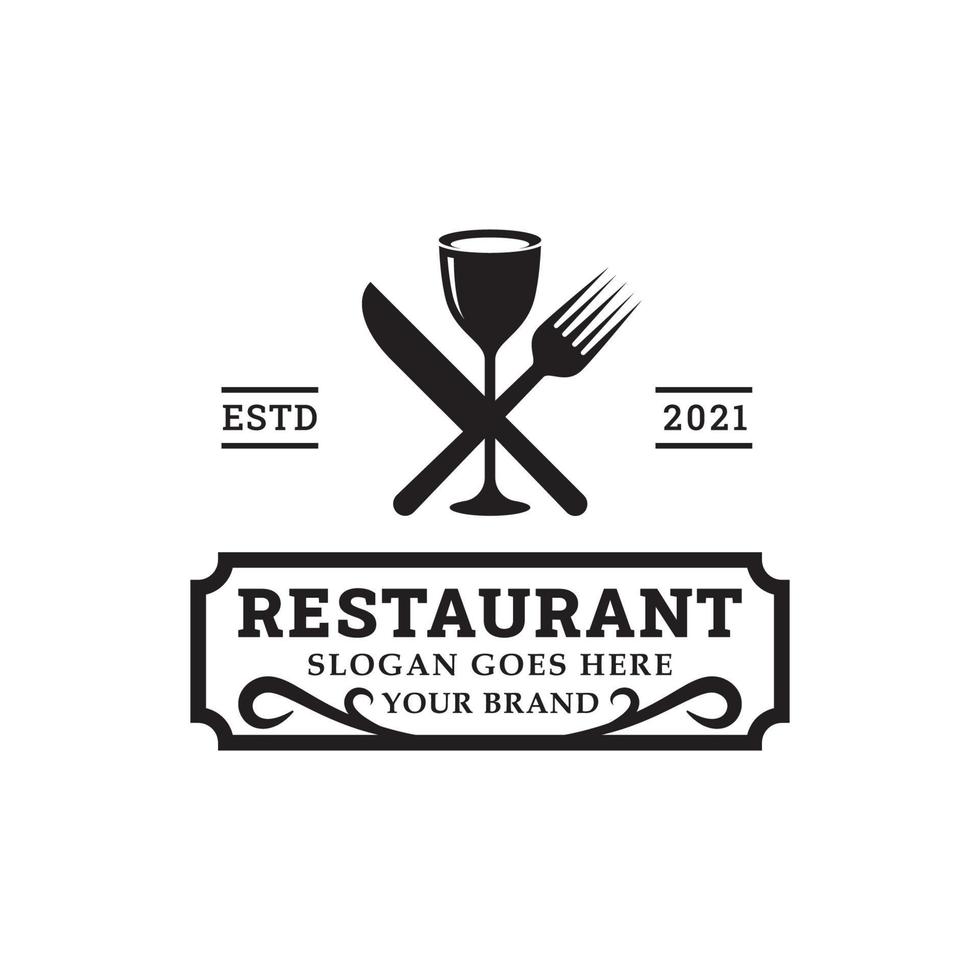 Abendessen klassische Logos mit Löffel, Gabel und Messer für Restaurant Bar Bistro Vintage Retro-Logo-Design-Vektor-Vorlage vektor