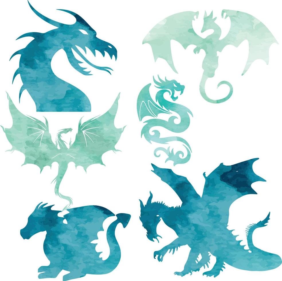 dragon pack vilda djur vektor akvarell