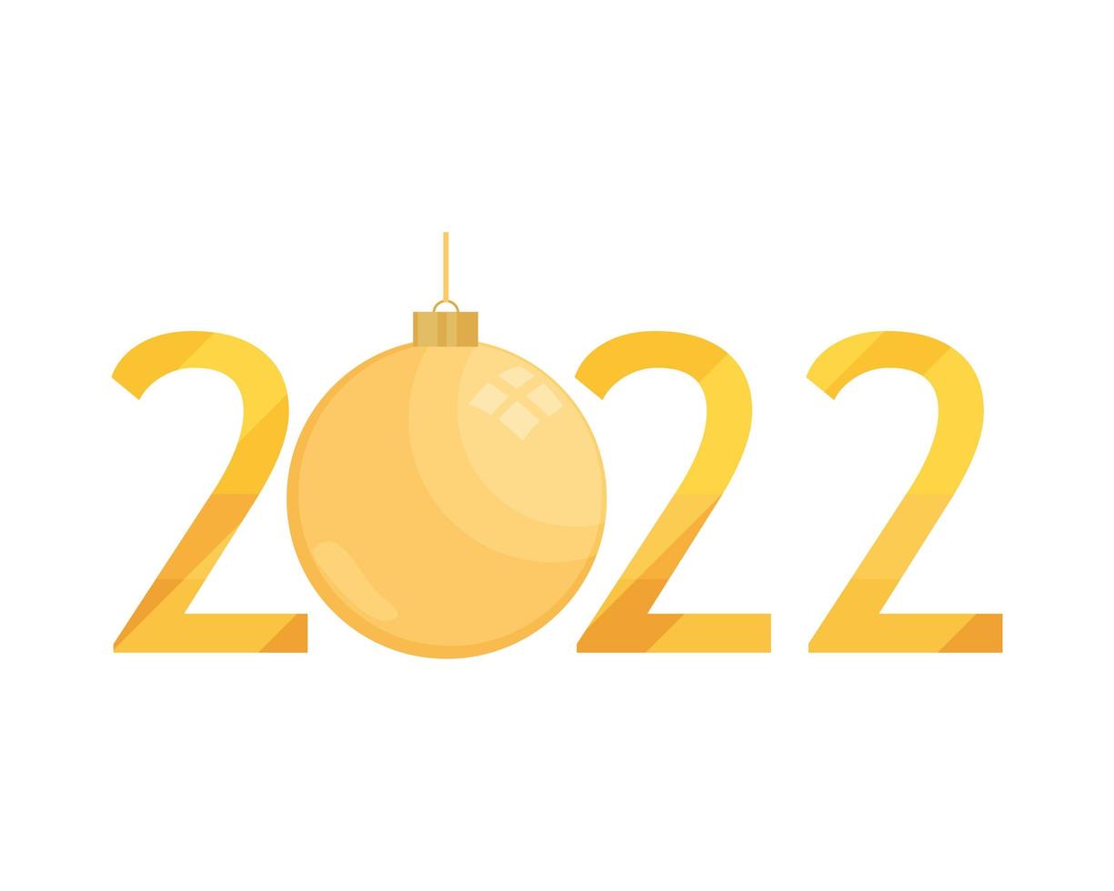 Neujahr 2022 goldener Ball vektor