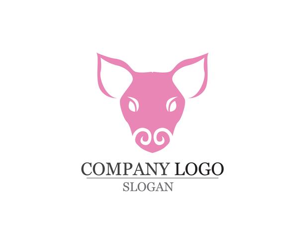 Schwein Kopf Logo Design Vektor Vorlage. Schweinefleisch BBQ Grill Restaurant Logo negative Raum Stil-Ikone