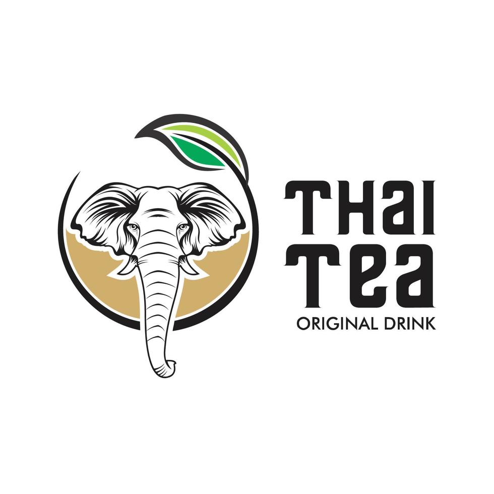 Elefanten-Thai-Teegetränk - Logo-Design-Vorlage.eps vektor