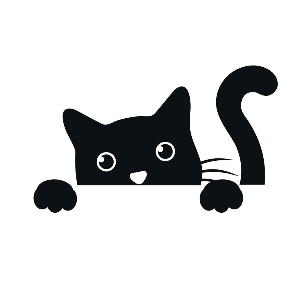 illustration av en söt svart katt som kikar ut från bordet vektor