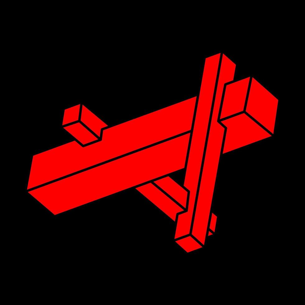 unmögliche Formen, Logo der optischen Täuschung, Vektor. Optische Kunstobjekte. geometrische Figuren. vektor