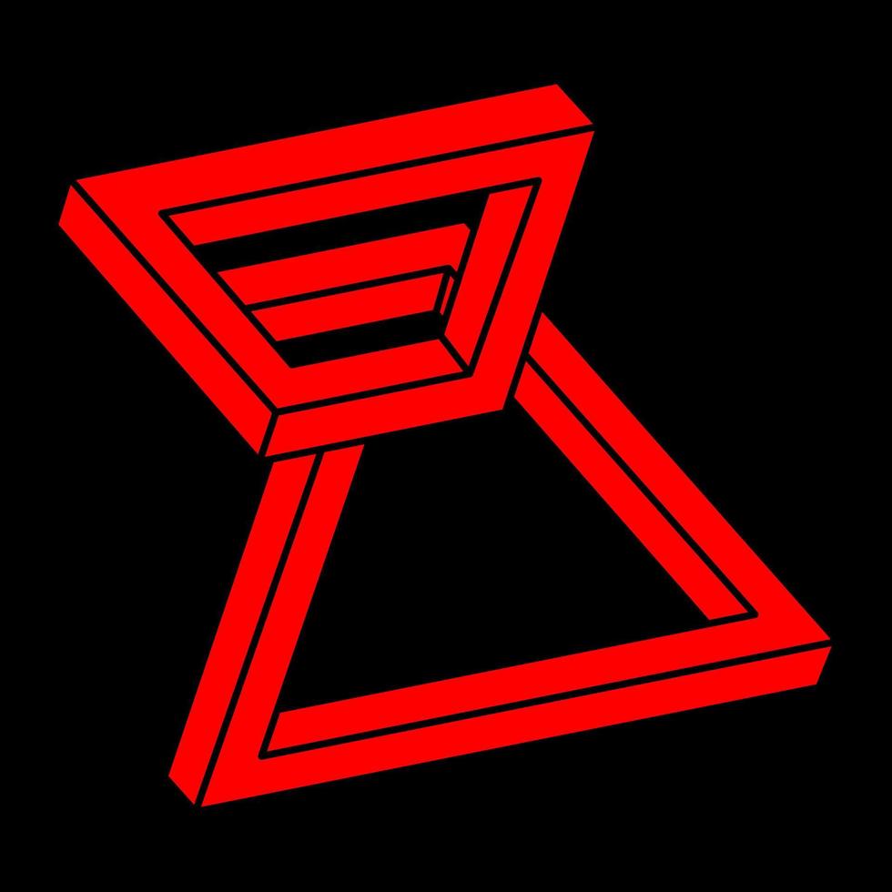 Logo für optische Täuschung. unmögliche Formen. Heilige Geometriefigur. abstrakte ewige geometrische objekte. optische Kunst. unmögliche Geometrieform auf schwarzem Hintergrund. vektor