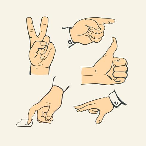 Handfinger samling - retro stil illustration vektor