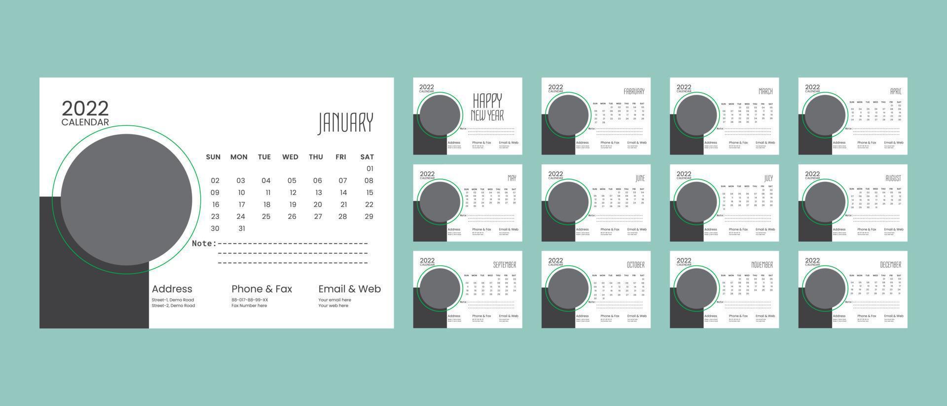 kreativer bunter kalender des neuen jahres einfach und korporativ vektor