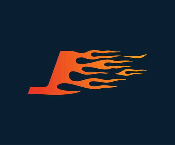 Buchstabe J Flamme Logo. Geschwindigkeit Logo-Design-Konzept-Vorlage vektor