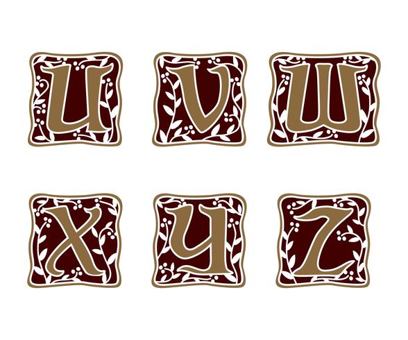 Dekoration Brev U, V, W, X, Y, Z logo designkoncept mall vektor