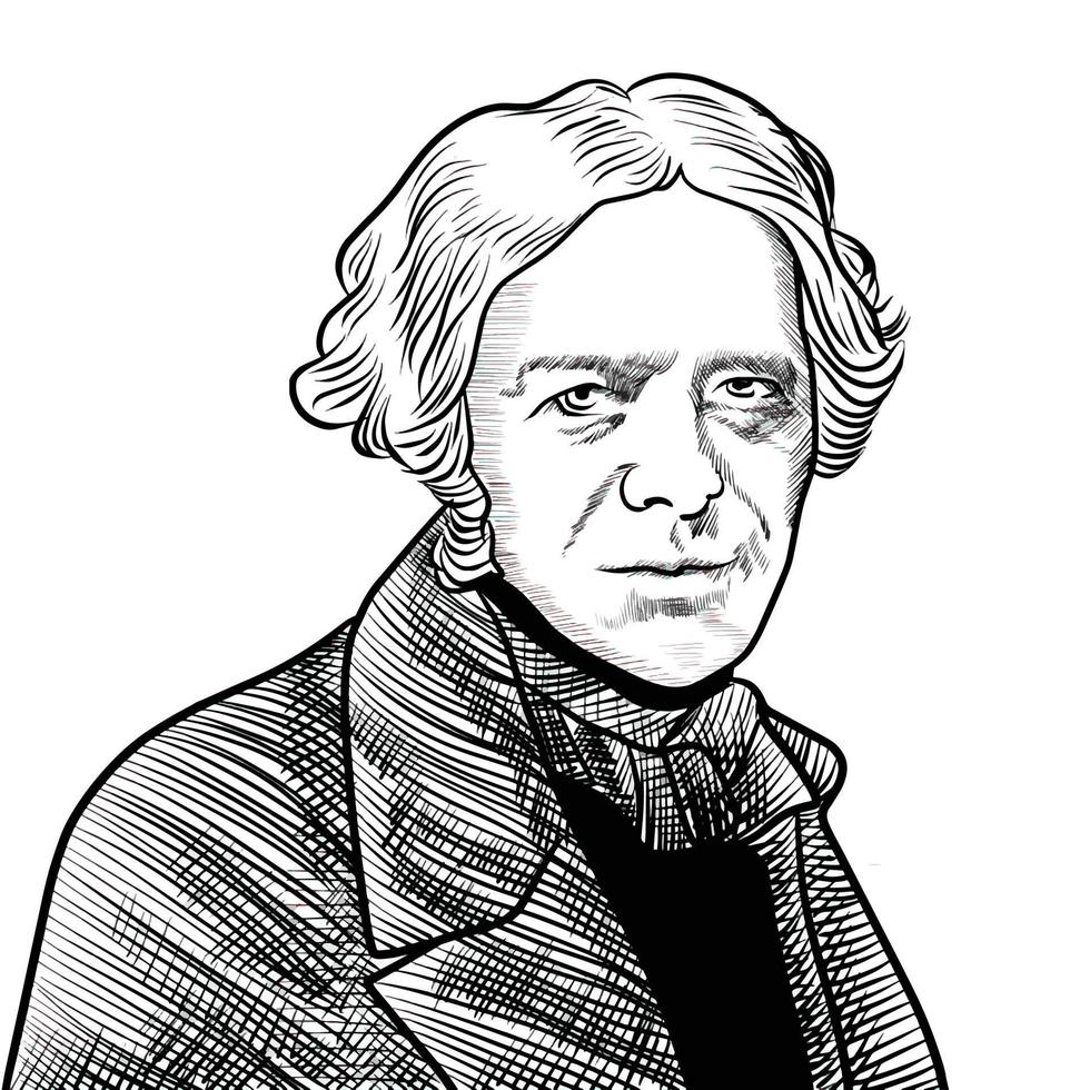 surakarta indonesien - 23. februar 2022, michael faraday illustration auf weißem hintergrund vektor