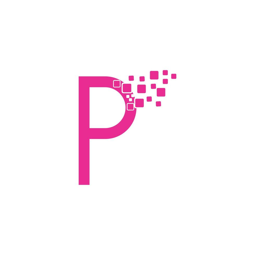 pixel bokstaven p logotyp formgivningsmall. vektor