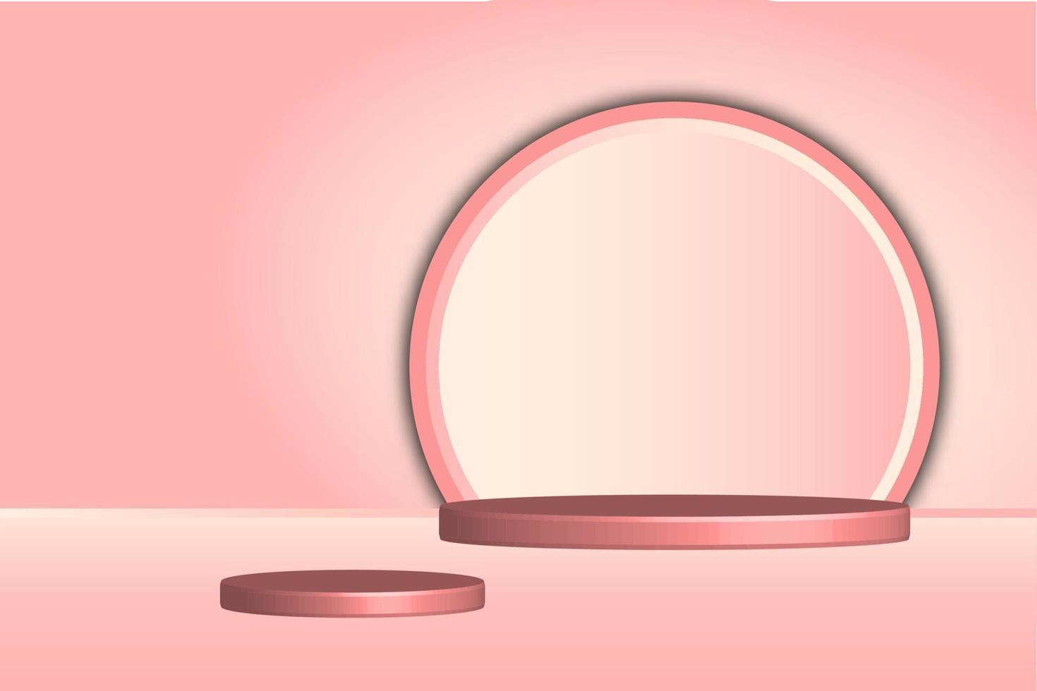 3D-rendering, rosa abstrakt bakgrund, tom podium, tom showcase mockup med tom rund scen. vektor