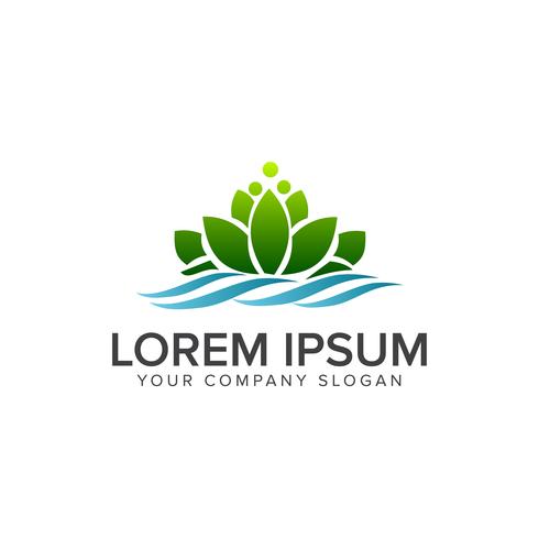 grüne Lotus-Logo-Design-Konzept-Vorlage vektor