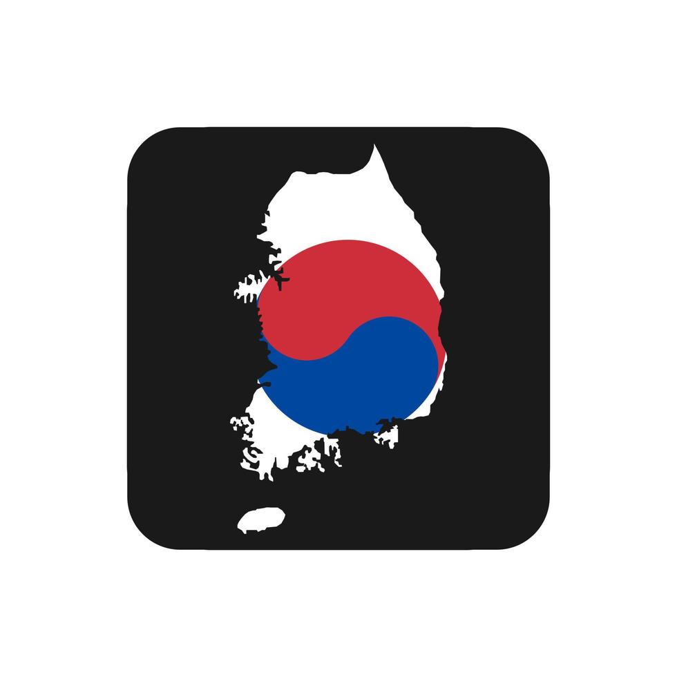 Südkorea Karte Silhouette mit Flagge auf schwarzem Hintergrund vektor
