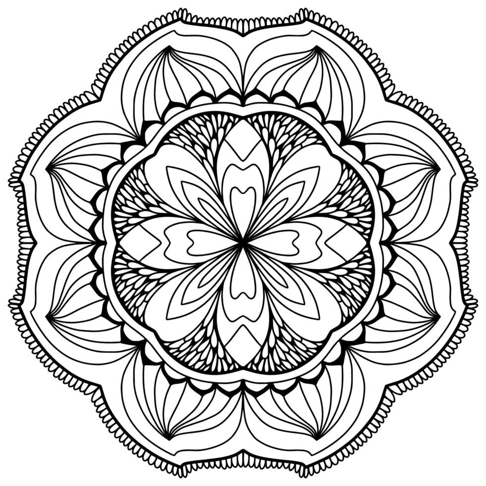 mandala ritning vektorelement. målarbok, målarbok för barn och vuxna. bakgrund med plats för text. kontur blommig rund prydnad. linje illustration för utskrift på papper eller tyg. vektor