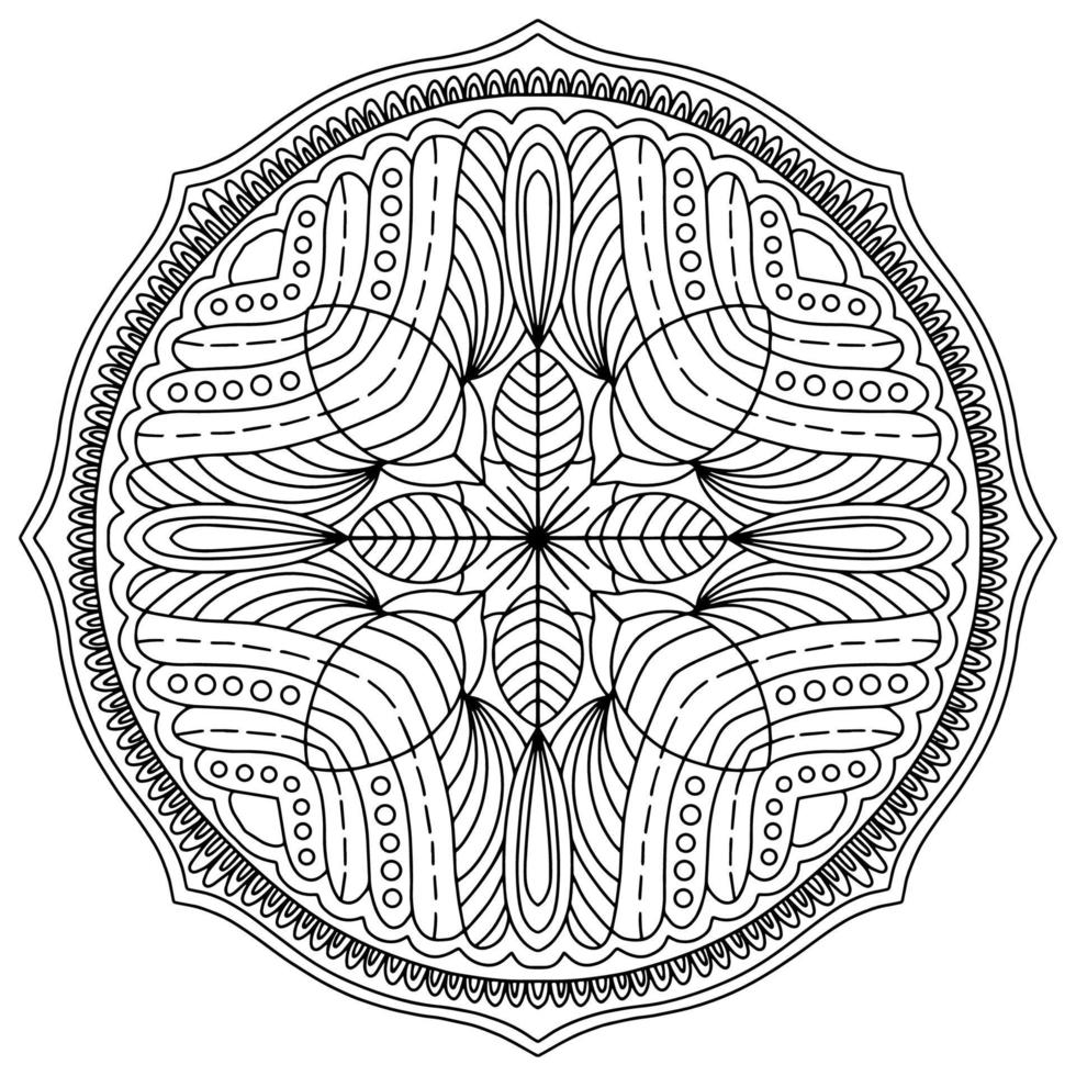 mandala ritning vektorelement. målarbok, målarbok för barn och vuxna. bakgrund med plats för text. kontur blommig rund prydnad. linje illustration för utskrift på papper eller tyg. vektor