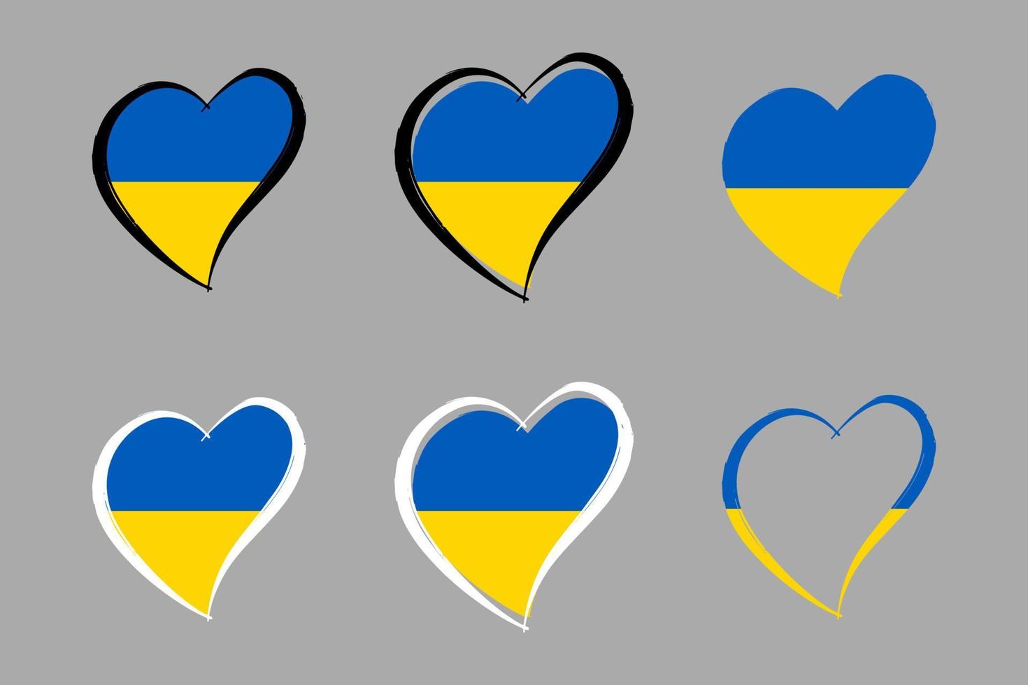 ukrainische Flaggen im Herzen setzen. bete für die Ukraine. Vektor-Illustration vektor