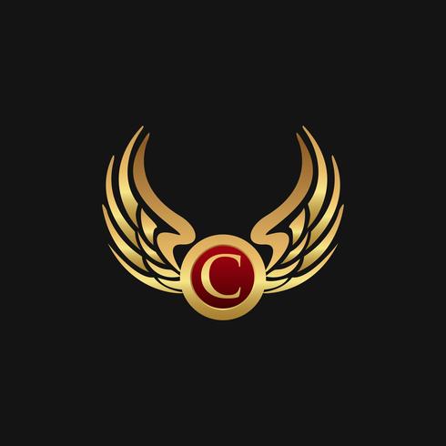 Luxus Buchstabe C Emblem Wings Logo-Design-Konzept-Vorlage vektor