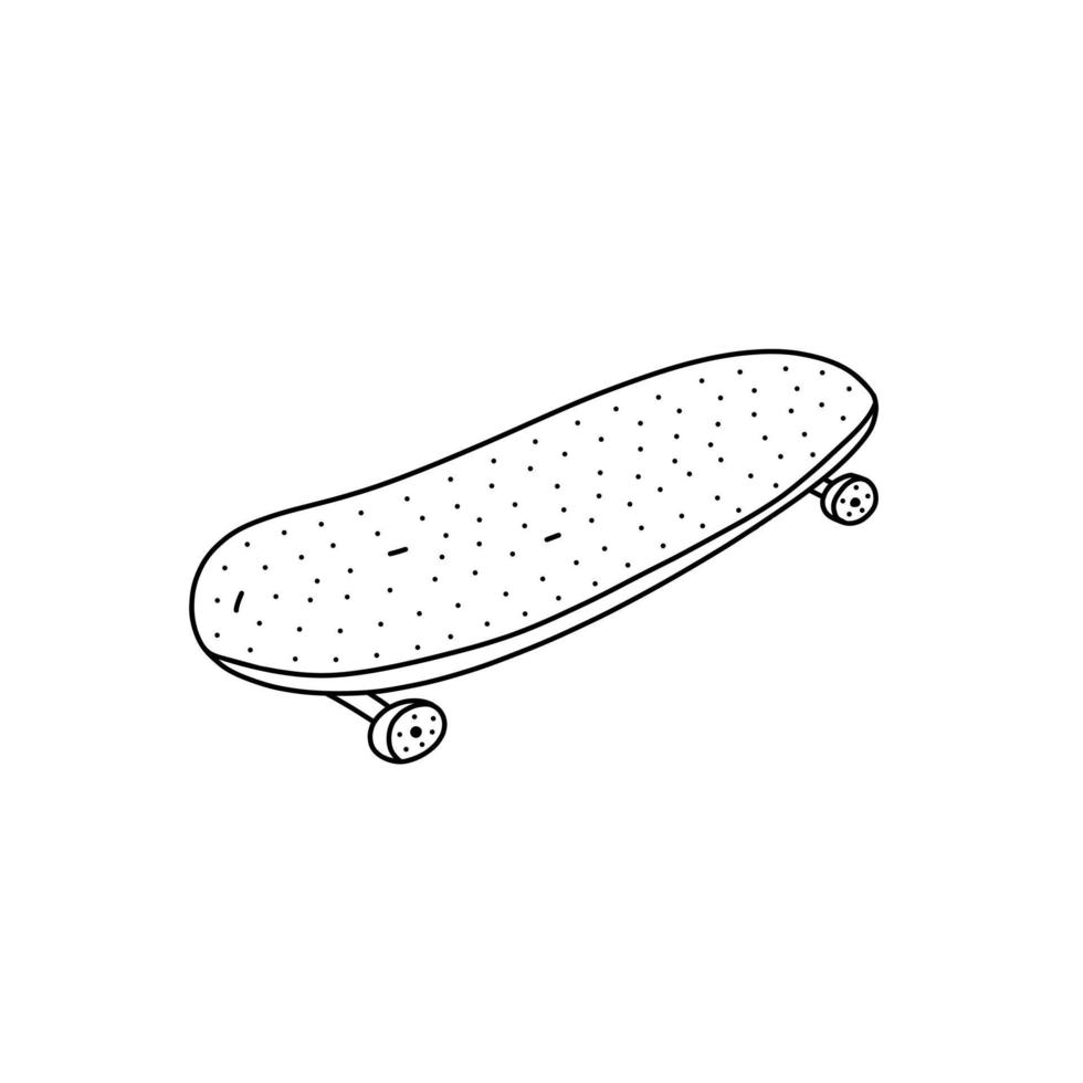 handritad vektorillustration av en skateboard doodle-ikon. söt illustration av sportutrustning ikon på en vit bakgrund. vektor