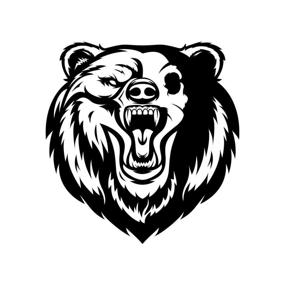 björnskalle hand dras på vit bakgrund. vektor illustration