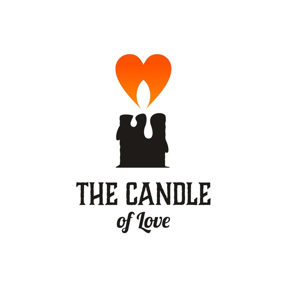 Kerze leuchtet mit Herzflammen, Logo- oder Vektorillustrationen, Symbolen für freundliche Hoffnung, Frieden, zarte Herzen, Liebe und Wohltätigkeitsembleme. vektor