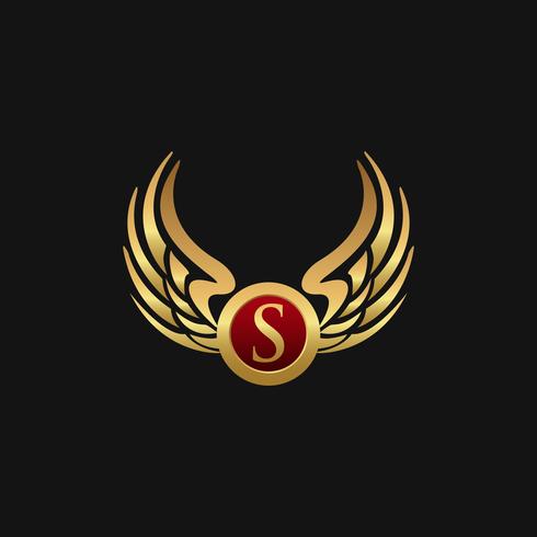 Luxus Buchstabe s Emblem Wings Logo-Design-Konzept-Vorlage vektor