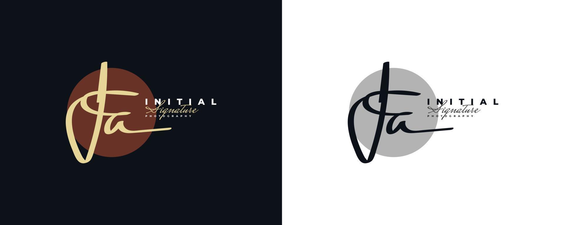 initial f och en logotypdesign med ram i elegant och minimalistisk handstil. fa signaturlogotyp eller symbol för bröllop, mode, smycken, boutique och affärsidentitet vektor