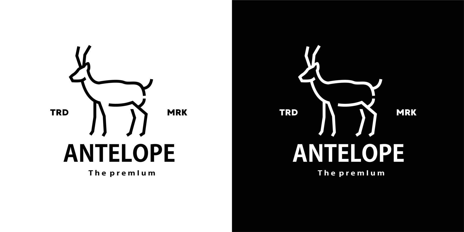Vintage Retro-Hipster-Antilopen-Logo-Vektor-Umriss-Monoline-Kunst-Ikone vektor